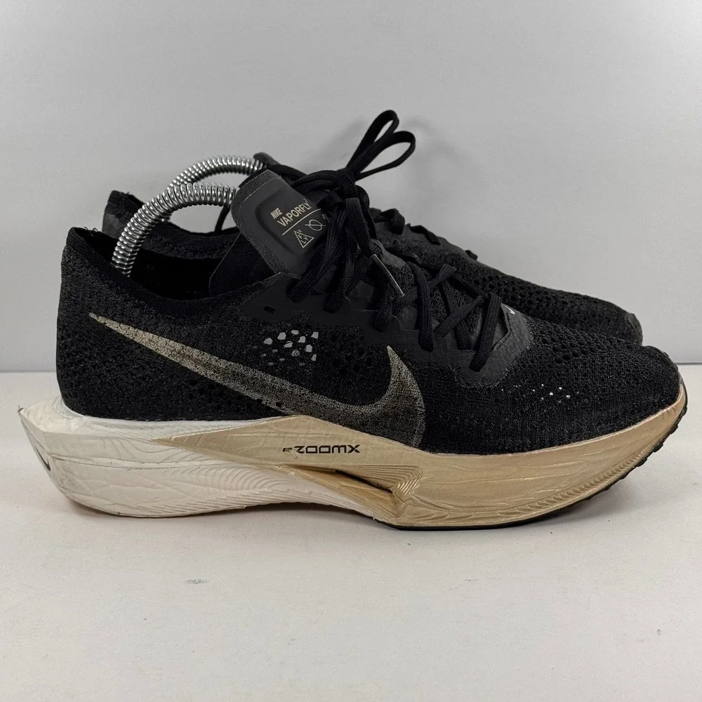 Nike Vaporfly 3 Black Metallic Gold Running Shoes DV4129-001 Mens 7.5